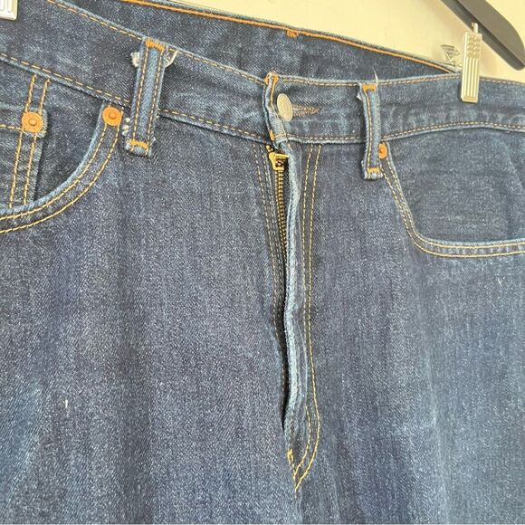 Levi's 505 Dark Wash Red Tab Straight Leg Denim Jeans 36x32 - Picture 8 of 12